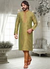 Light Green Colour Exclusive Festive Wear Art Silk Embroidery Work Kurta Pajama Mens Collection 38009